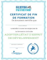 Certificat de réussite à la formation « Adopter un état d'esprit de développement »